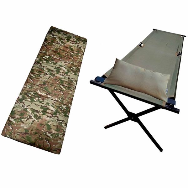 Розкладачка військова 196x67 + матрац 200x70 + подушка (не падає з ліжка) колір олива
