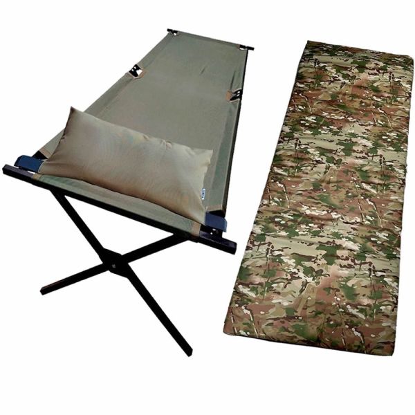 Розкладачка НАТО армійська Aforce 206x72 см з матрацом і подушкою, олива