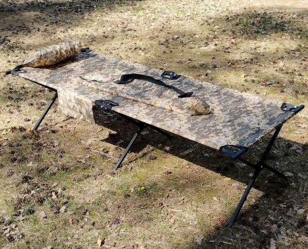 Раскладушка XL 206x72 та подушка військова посилена з карманом мультикам / піксель