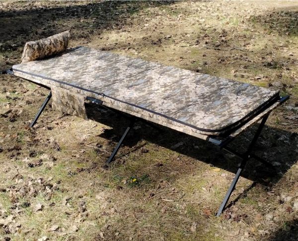 Розкладачка НАТО військова 196x67 + матрац 200x70 + подушка (не падає з ліжка) колір мультикам / піксель