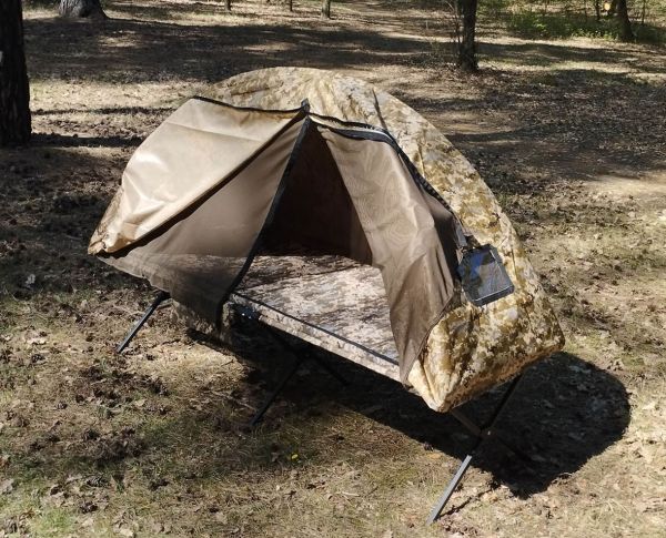 Розкладачка стандарт 196х67 см + Намет-дощовик з антимоскітною сіткою